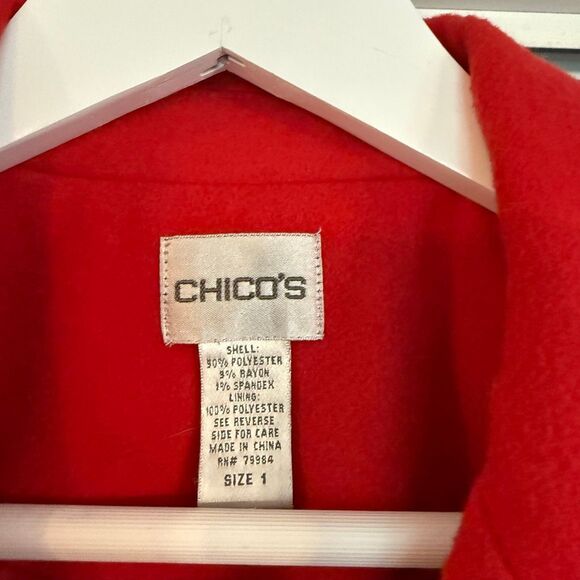 Chico’s red vibrant two button blazer jacket size 1/M - Picture 3 of 10